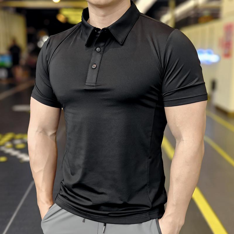 T-shirt da Corsa Sottile a Maniche Corte ad Asciugatura Rapida in Seta di Ghiaccio da Uomo, T-shirt da Fitness Larga con Scollo a Revers, Maglia da Calcio Basket, Abbigliamento Sportivo