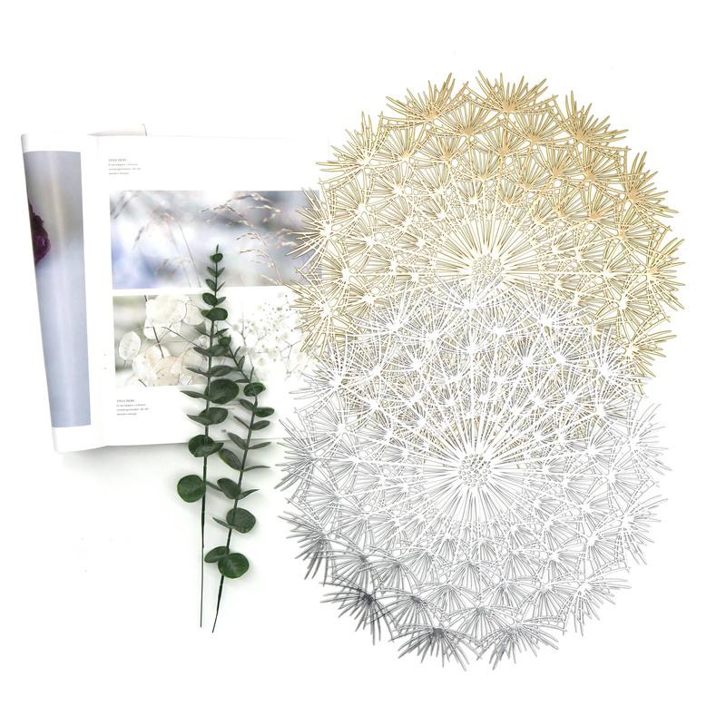 2/4PCS Dandelion Placemat for Dining Table PVC Plastic Hollow Coaster Table Bowl Mats Set Holiday Party Home Decor Wedding Party