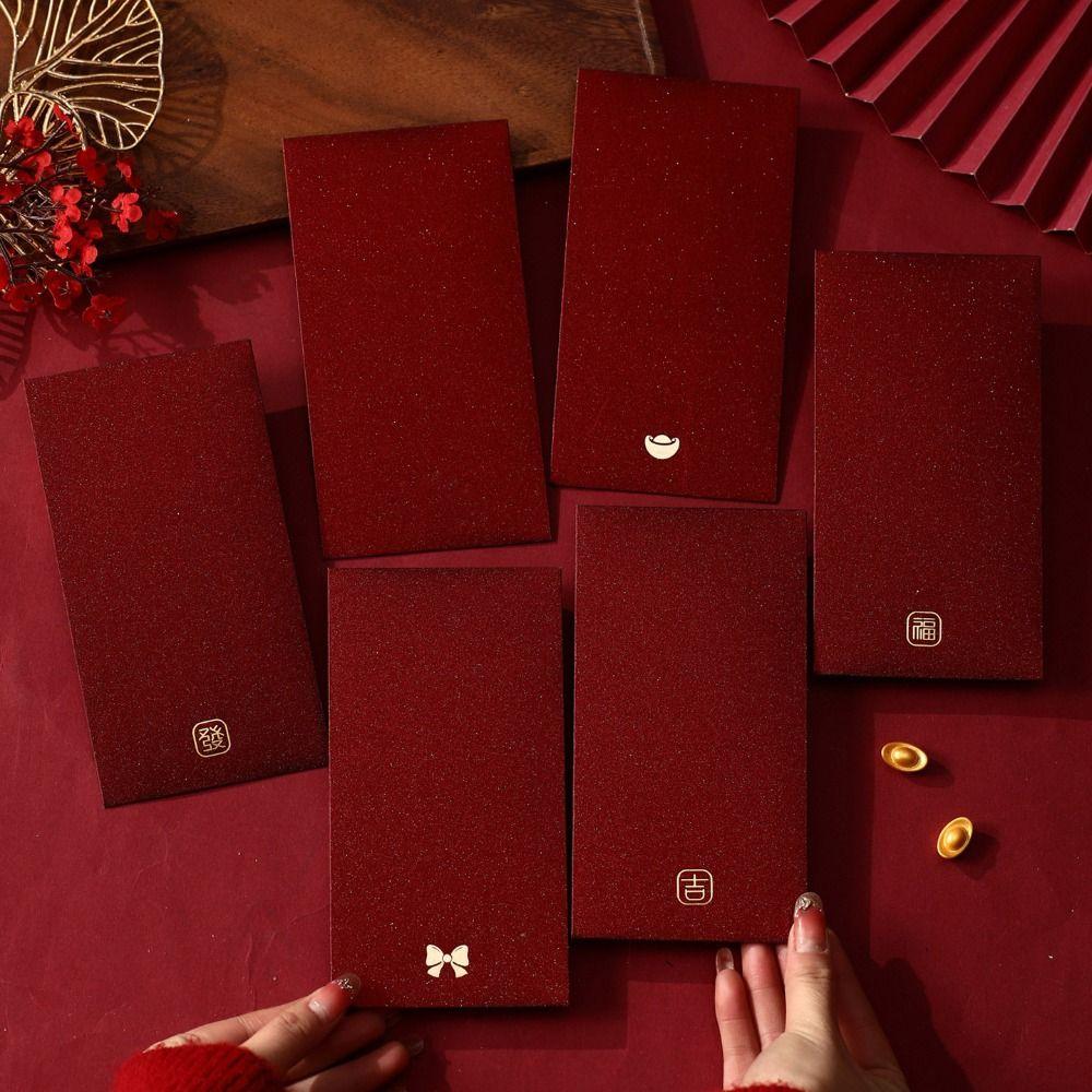 6Pcs New Year Red Envelopes Chinese Style Cash Gift Envelopes Creative 2026 Luck Money Bag