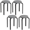 Stackable Stools Modern Cushioned Round Backless Stools Set of 4 Kitchen Dining Room Dark Grey