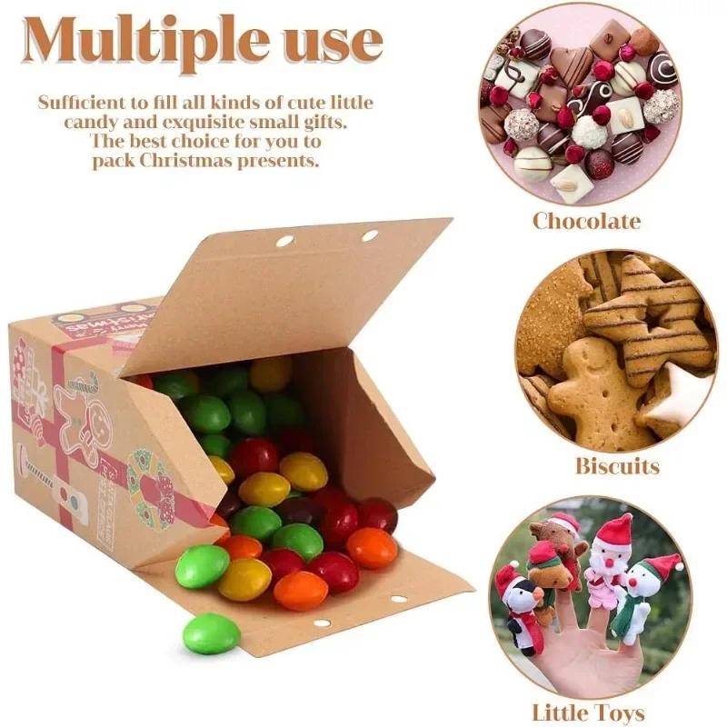 Wholesale Christmas Gift Boxes Kraft Paper Small Wrapping Bag Santa Claus Candy Packaging Box New Year Party Xmas Tree Decors