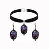 Retro Oil Painting Rose Floral Necklace & Earring Set