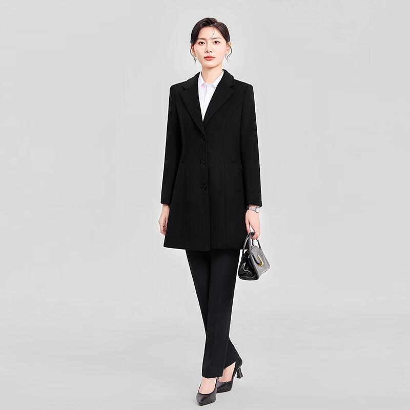 Professional Wool-Blend Mid-Length Uniform Coat