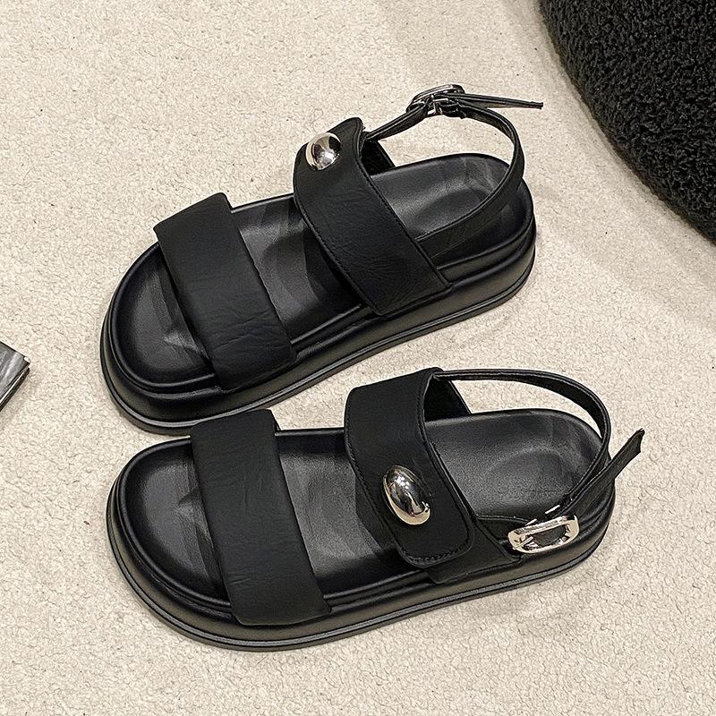 

Женские босоножки на платформе 2025 лето новая обувь с открытым носком повседневные туфли-маффины с пляжными сандалиями 35 чёрный