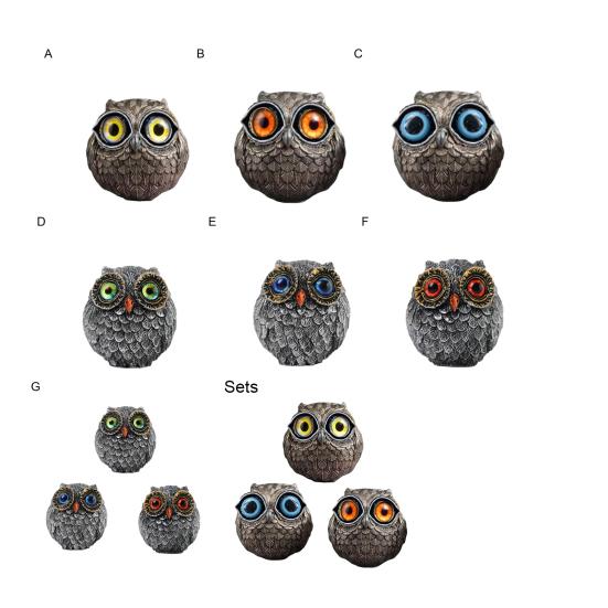 1/3Pcs Handmade Realistic Owl Statue with Big Eyes Intricate Feathers Metal Owl Figurine Home Decor