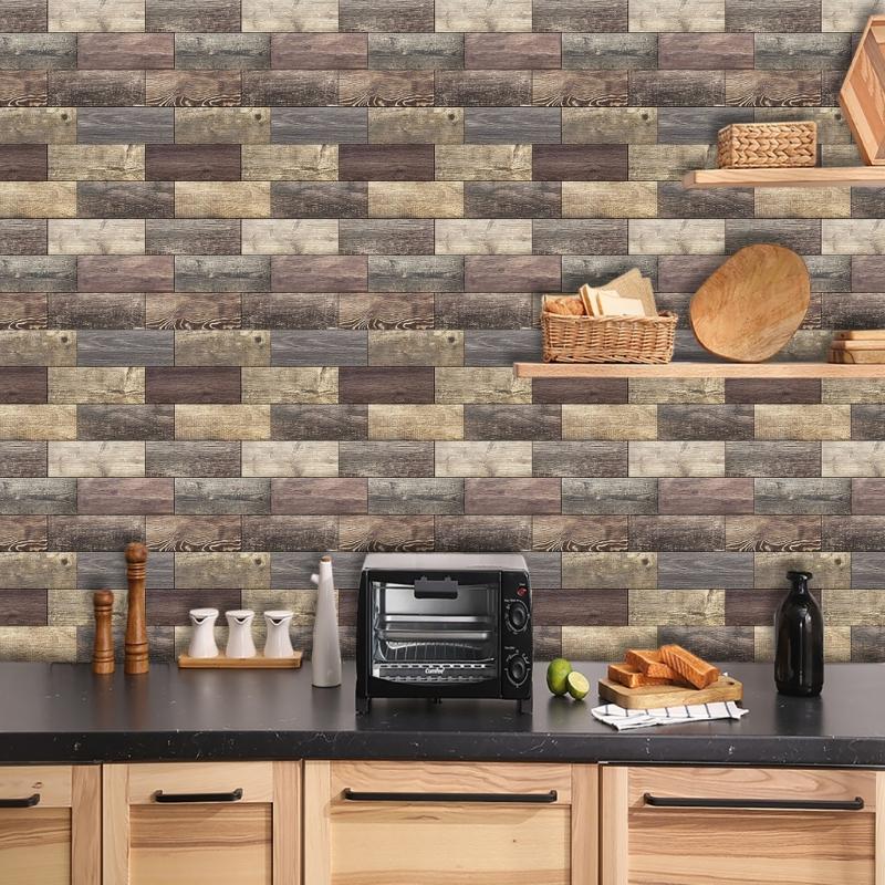10pack Auto Adhesive 3D Brick Texture Wallpaper Waterproof PVC Decals For Backsplash And Feature Walls