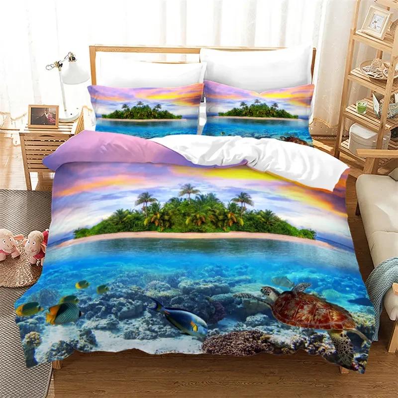 

Sea Turtle Duvet Cover Ocean Animal Bedding Set Microfiber Marine Life Quilt Cover Twin Full Queen King For Kids Adult Bedroom EU Single(135x200cm)