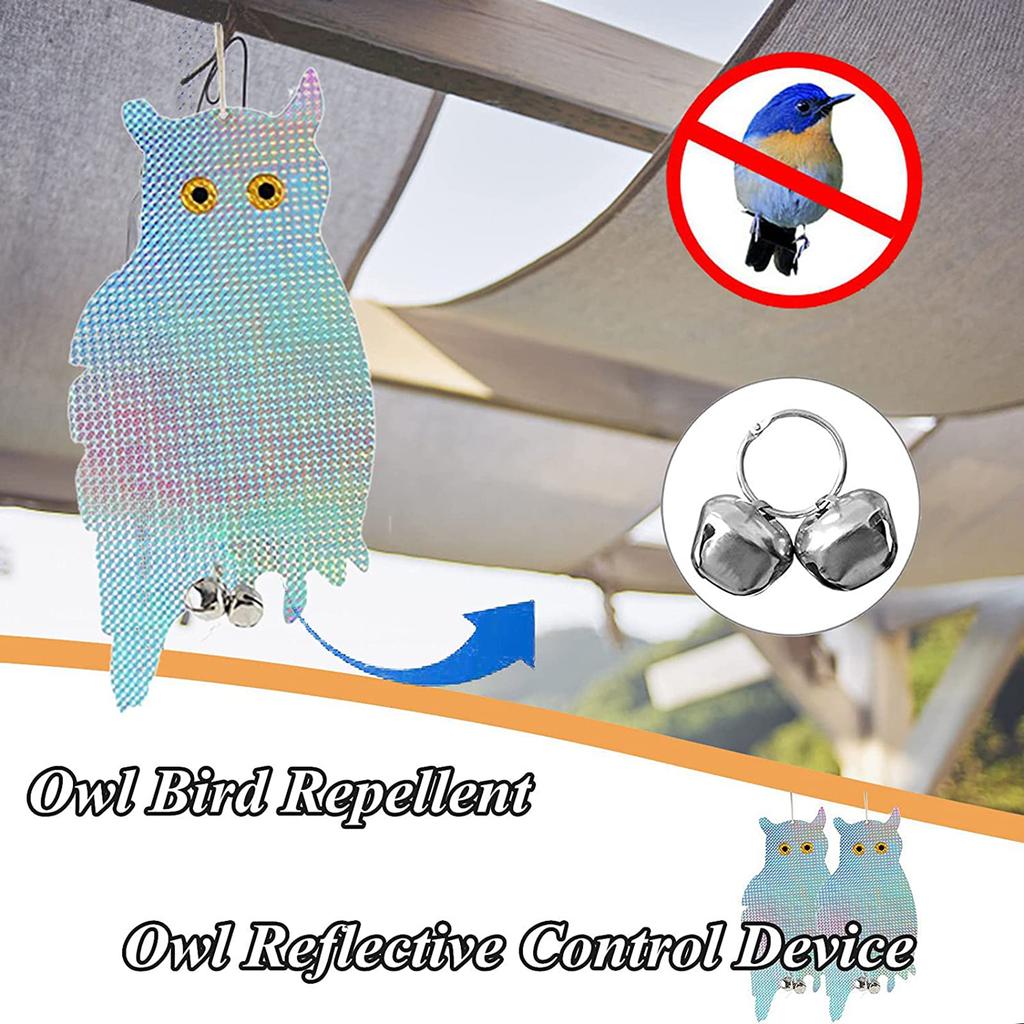 2Pcs Reflective Owl Bird Scare Laser Repeller