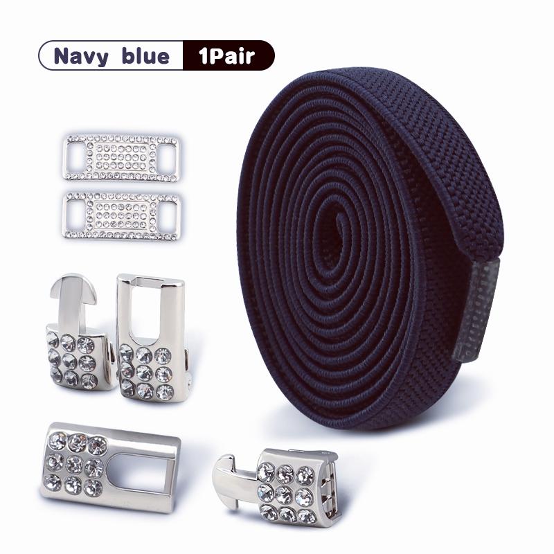 Silver Diamond buckle No Tie Shoe laces Elastic Laces Sneakers Tennis Shoelaces without ties Flat Shoelace for Shoes accessories
