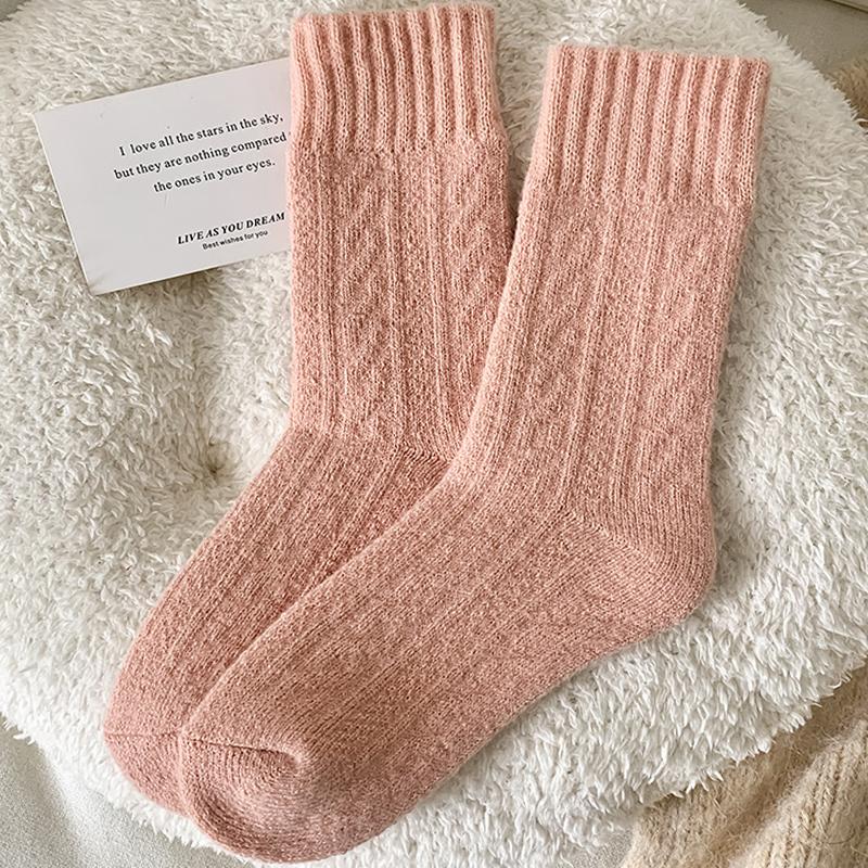 5Pairs Women's Socks Winter Warm Resistant Floor Sock Breathable Comfortable High Quality Pink Soft Middle Sock Sleep Sox Female
