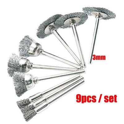 9 Stück/Set Stahlbürste für Dremel Rotationswerkzeug Farbe Rostentfernung Polierschleifscheibe Metallpolitur Reinigungsbürste