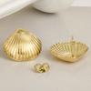 Real Gold Plated Ocean Animal Sea Star Conch Shell Metal Spiral Stainless Steel Ear Studs Earring For Women Men Jewelry Piercing
