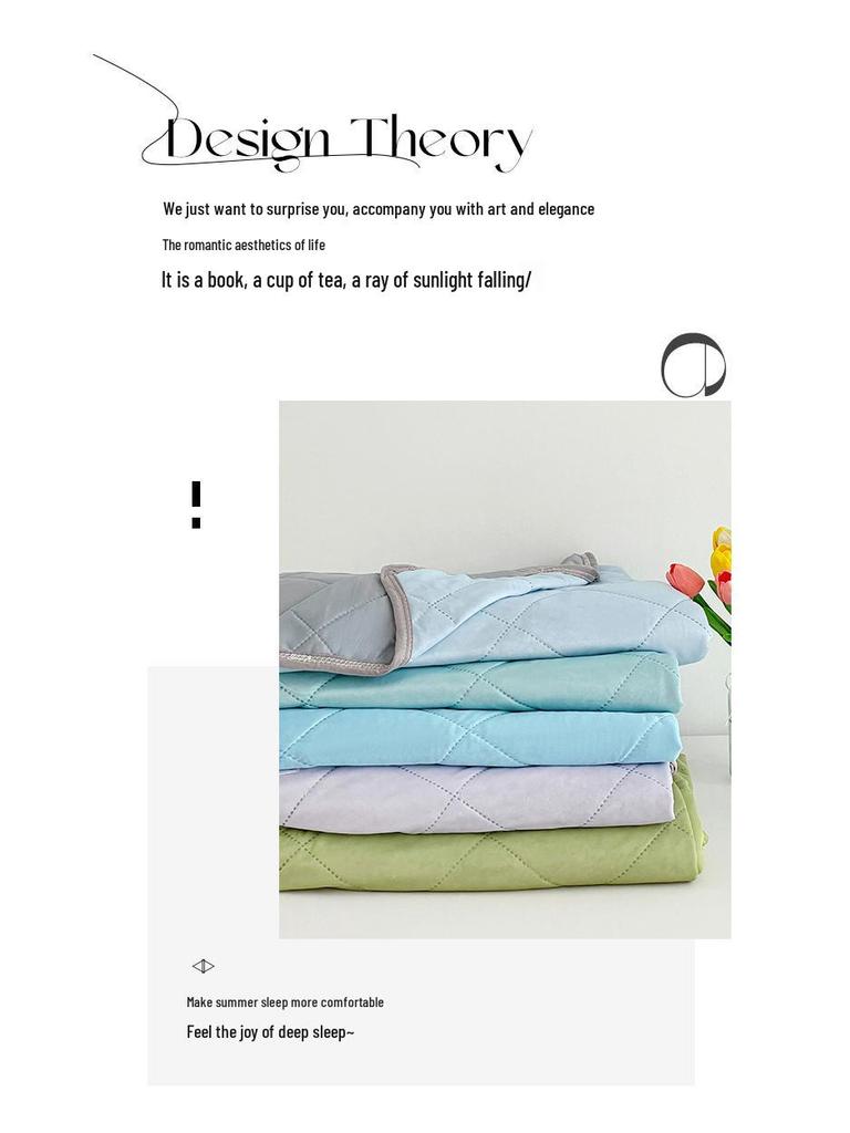 Class A Ice Silk Cooling Summer Quilt - Solid Color, Machine Washable, Thin Gift Quilt for Single and Double Beds