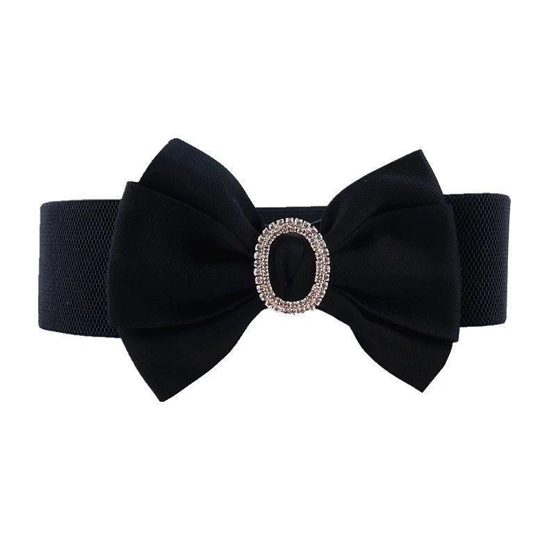 Double Beautiful Layer Bowknot Waist Belt In Soft Cotton With Elastic Fit For Women