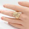 Dazzling Inlaid White CZ Women's Ring Trendy Gold Color Geometry Daily Wear Party Jewelry Anniversary Gift
