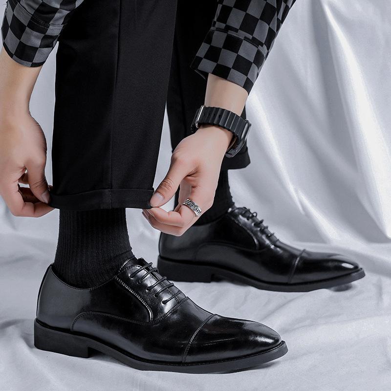 Three-headed Leather Shoes Business Casual Dress British Suit Shoes Groom Wedding Shoes, Large Size