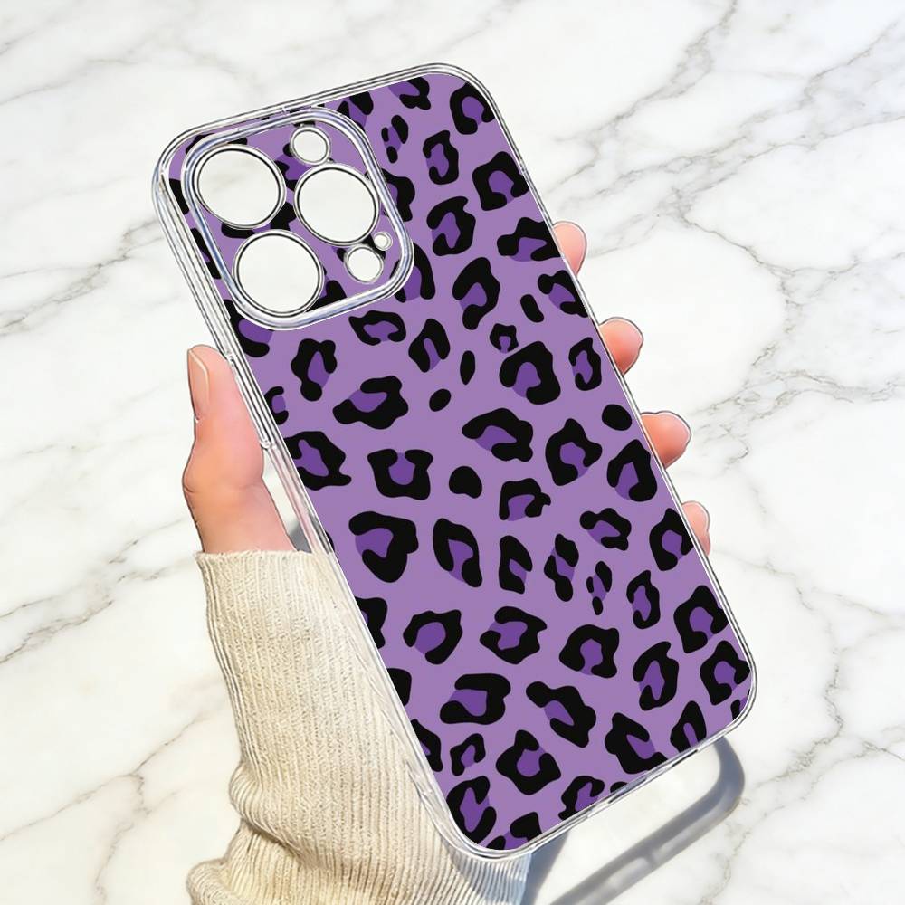 Leopard Print Phone Case Transparent Silicone Soft For iPhone 17 16 15 14 13 12 11 Mini Pro Max Plus