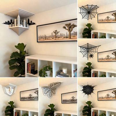 3D Corner Wall Art Optical Illusion Corner Wall Decal Large Abstract Removable Peel And Stick Wall Decal for Living Room Office Decor