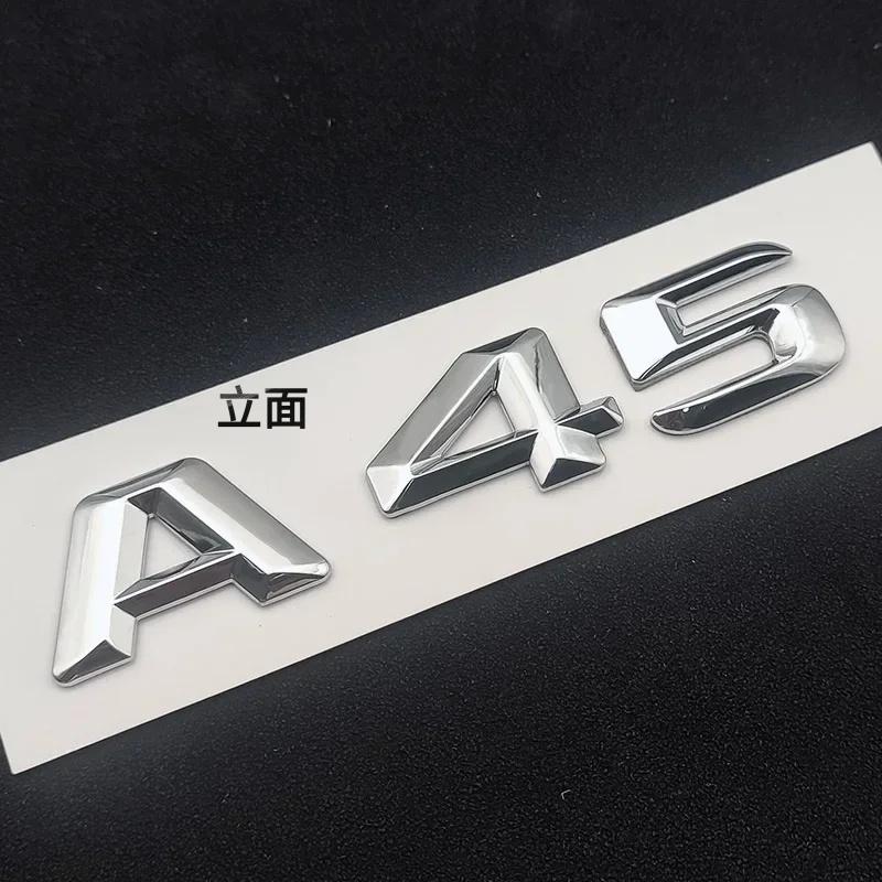 3d ABS Chrome Black Logo A45 Emblem Letters Sticker Nameplate Car Trunk Badge For Mercedes Benz A45 AMG W176 W177 Accessories FL9
