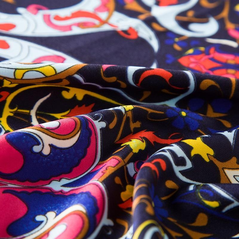 POBING Silk Scarf Women Square Scarves Wraps Cashew Floral Print Neckerchief Female Foulards Silk Hijabs Lady Bufandas 100x100CM