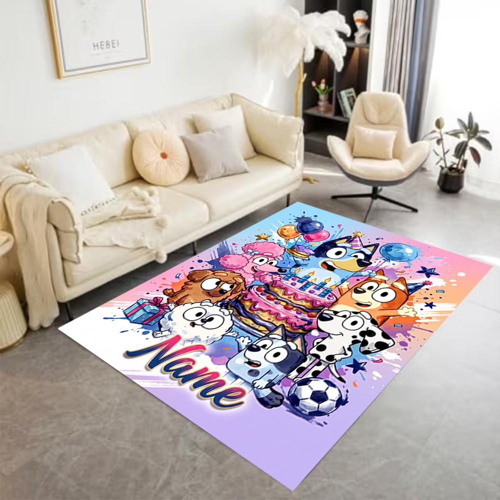 Bluey's Adventure World Customize Text Carpet Perfect for Hallway Balcony Study room Playrooms Anti-slip Rug Office home decor