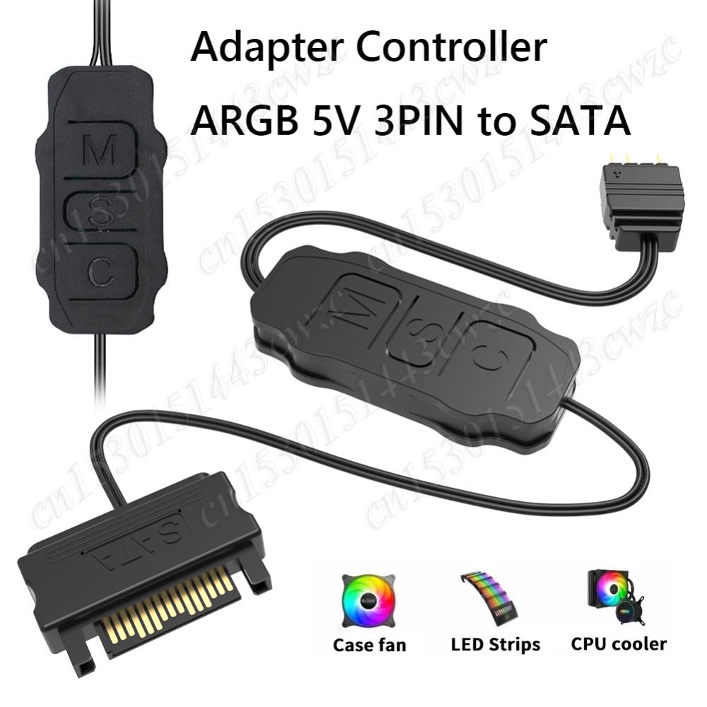 ARGB 5V 3PIN To SATA Interface Extension Cable Light Controller RGB Sync Controller Cable for PC Fan Light Strip