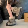 Fashion Trend Fleece Thickened Heightened Thick-soled Snow Boots Women's 2025 New Winter Warm Fluffy Women's Cotton Boots
