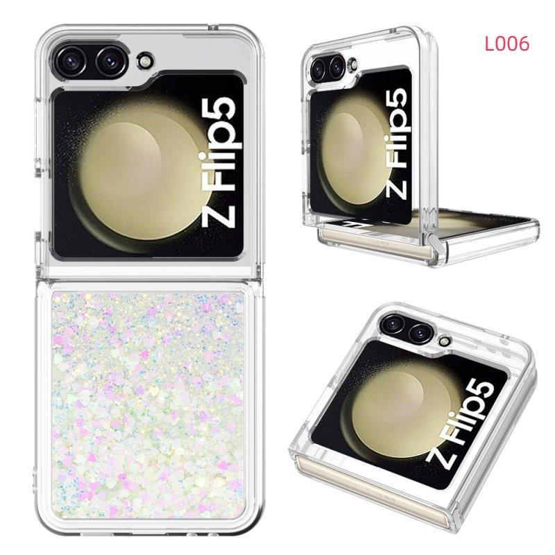 Luxuriöse Bling Quicksand transparente Handyhülle für Samsung Z Flip 5, Silikon-Glitzer-Anzug für Samsung Galaxy Z Flip 4 Flip3, stoßfeste Abdeckung