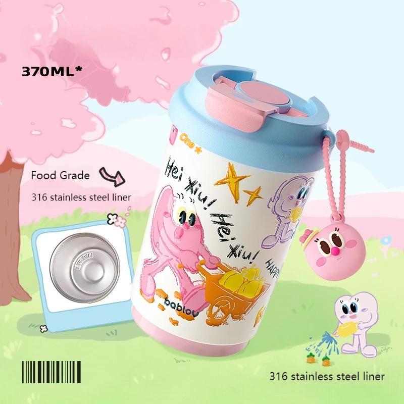 Bablov 370ml Vacuum Flasks Cute Cartoon Stainless Steel/Ceramic Coffee Cup Hot & Cold Flask Thermos Cup Outdoor Travel Mug Gifts