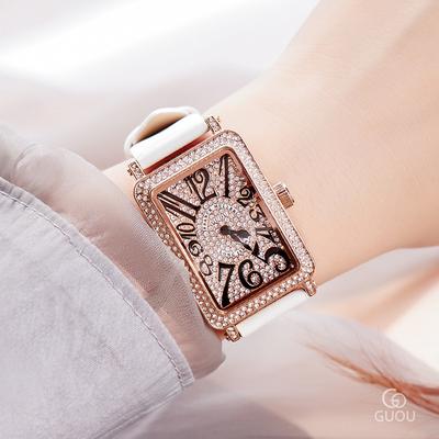 Temperament Full Diamond Digital Belt Watch Gold Frame Exquisite Fashion Versatile Waterproof Women's Watch