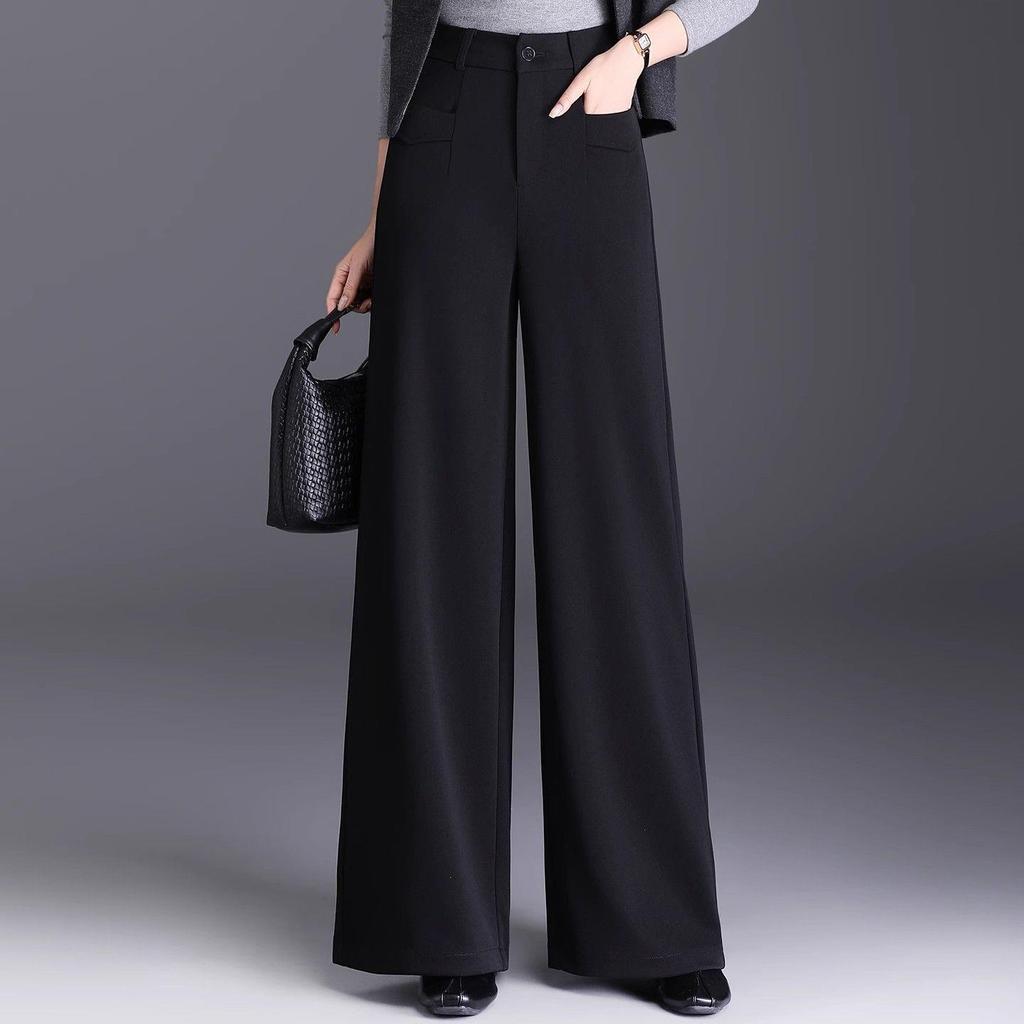 Fließende High-Waist-Hose mit weitem Bein für kurvige Figuren - Herbst 2025 Neuankunft