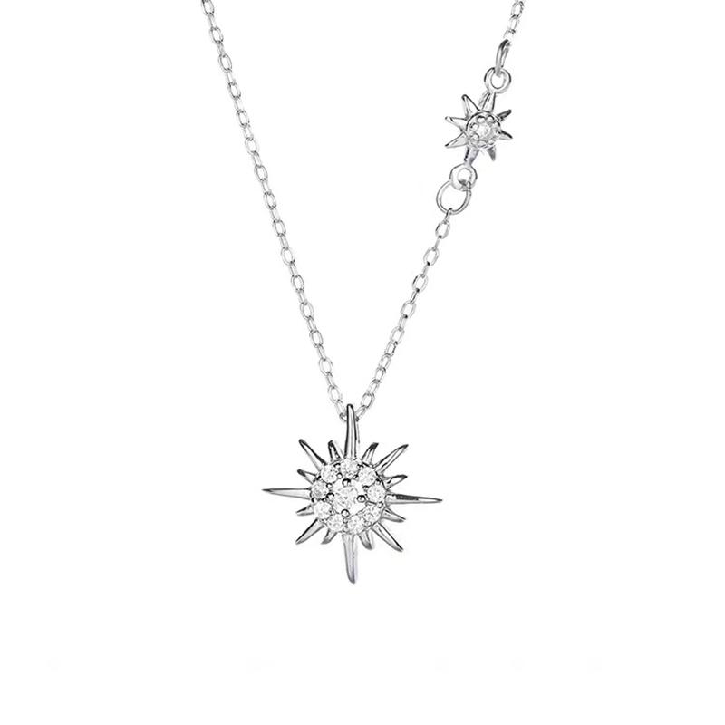 New 925 Sterling Silver Geometric Shape Necklace Charm Personality Pendant Choker Birthday Gift for Women Exquisite Jewelry
