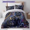 Flower Cat Crow Pattern Bedding,Quilt Set Quilt Cover Pillowcase Home Birthday Gift (1 * Duvet Cover + 2 * Pillowcase, Without Core)