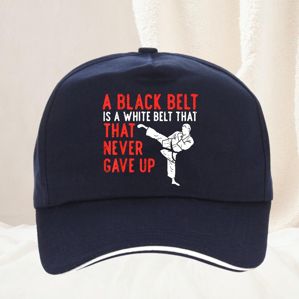 Black Belt Never Gave Up Karate Taekwondo Inspirational Baseball Cap Adjustable Dad Hat boxing training hats