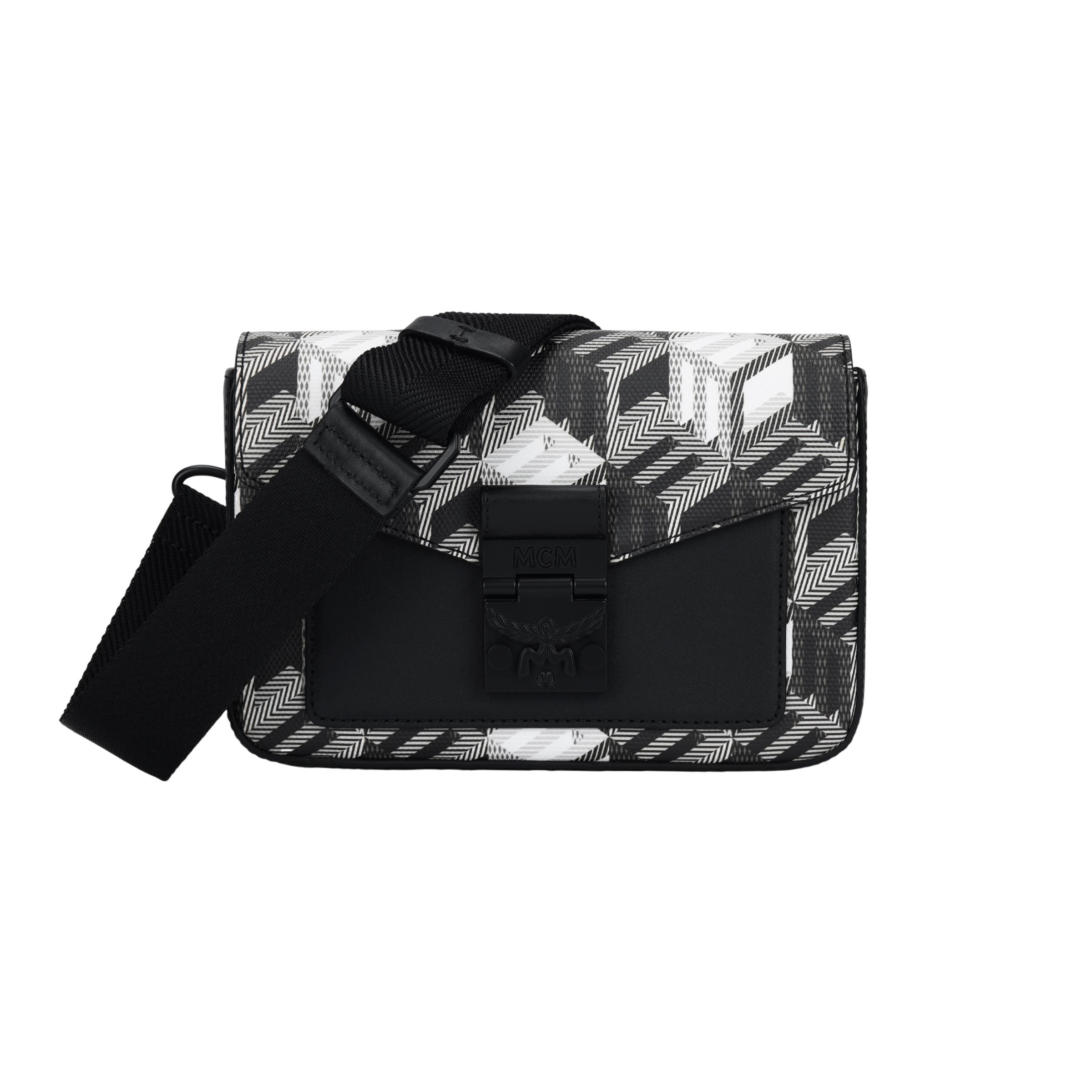 

New MCM Millie Visetos Coated Canvas With Cow Leather Crossbody Bags Small Unisex Black MMRBACK09BW001 20.6*4.1*14.0CM