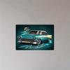 2D flat Wooden 30*20cm Vintage 1956 Desperate Enterprises Sign Teal and White Classic Car Design with 'MINDDRIFT' Artistic, Wall Decoration, Suitable