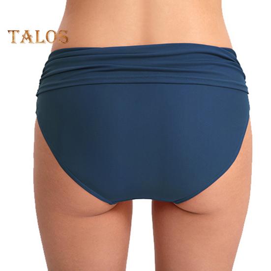 Damskie majtki od bikini ze średnim stanem, pełne pokrycie, marszczone, tankini, majtki do kostiumu kąpielowego, modelujące brzuch, majtki do kostiumu kąpielowego