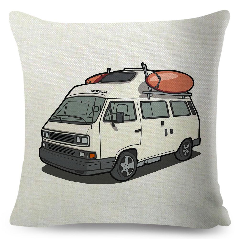 Van Life Pillow Case Decor Cartoon Camper House Travel Car Cushion Cover for Sofa Home Children Room Vanlife Pillowcase 45x45cm
