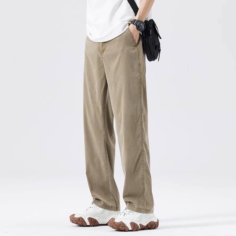 Thin Baggy Jeans Men's Summer Lyocell Soft Breathable Straight Trousers Elastic Waist Casual Wide Pants