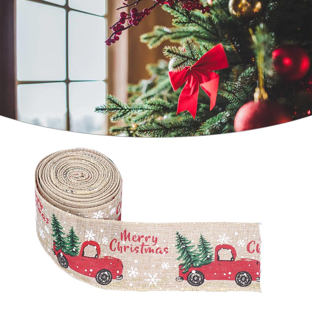 6 Yards Christmas Ribbon Cute Patterns Attractive Design 2 Colors Beautiful Practical   Wrapping Ribbon for Decoration