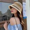 Women's Summer Colorful Knitted Bucket Hat - Fashionable, Hollow Design, Versatile, Sun Protection for Outdoor Travel