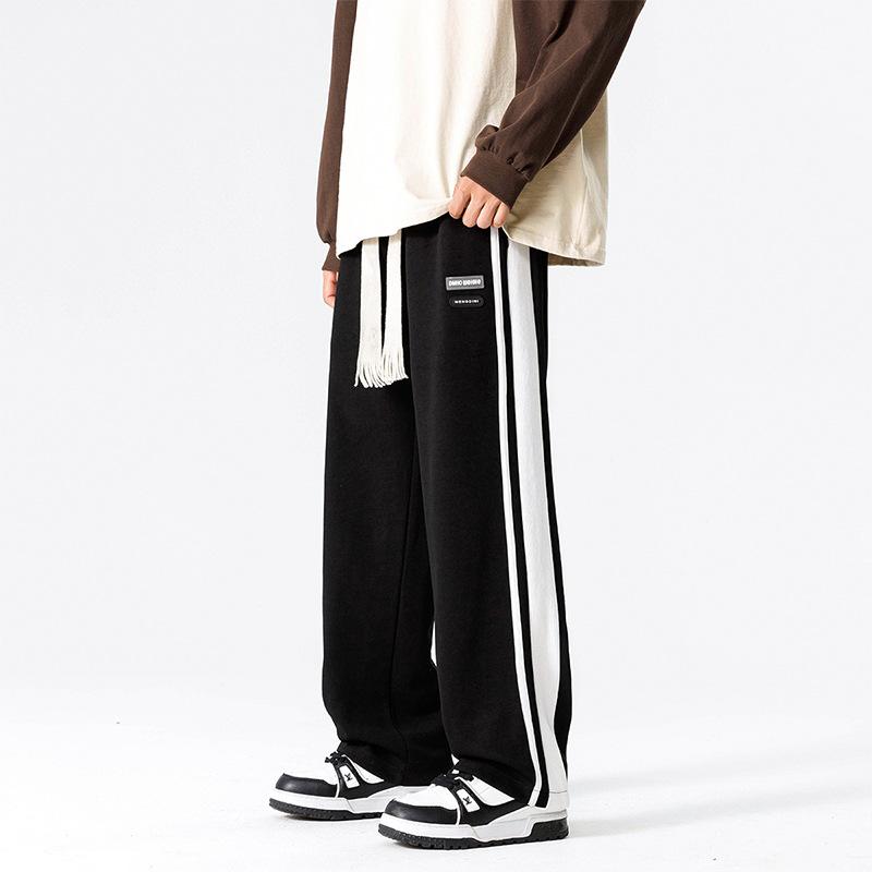 

Весенне-осенние новые мужские повседневные спортивные брюки, трендовые прямые спортивные штаны в стиле хай-стрит, универсальные брюки с широкими штанинами 4XL