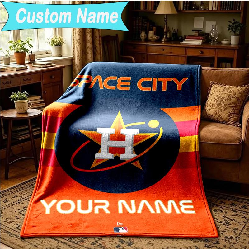 1PC Custom Name Blanket Houston basketball Graffiti Art Flannel blankets Patterns Throw Blanket All-Season Soft Gift for Couch, Bed, Camping, Birthday