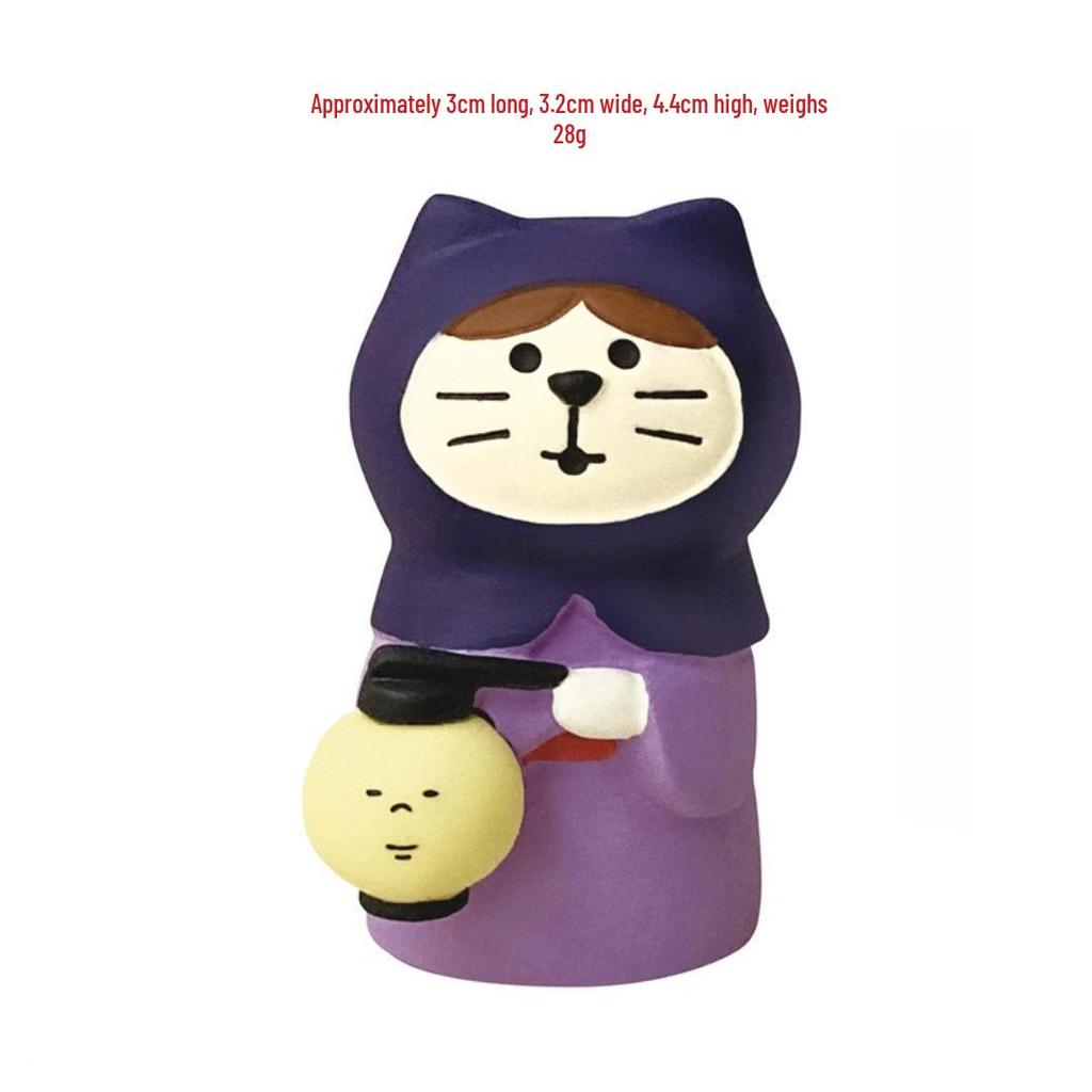 Mid-Autumn Festival Mooncake Box with Cat & Rabbit Resin Ornaments