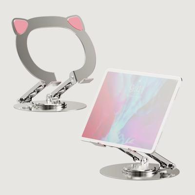 Support d'ordinateur portable pliable mignon oreille de chat, hauteur réglable, support de refroidissement creux, support pour iPad tablette, alliage d'aluminium, rotatif à 360° pour ordinateur portable