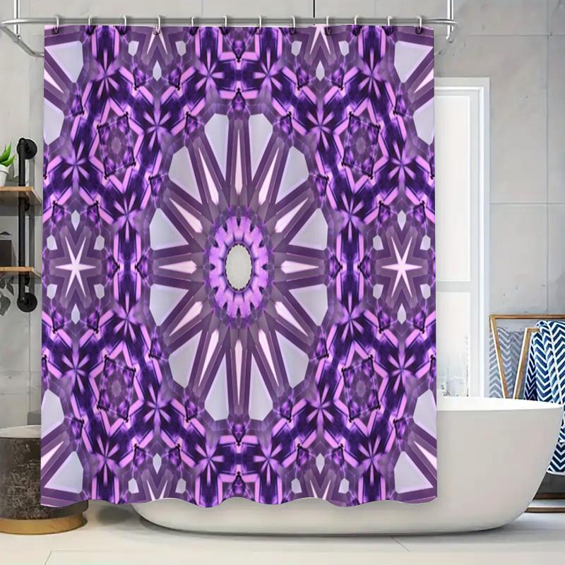 

Фиолетово-белая водонепроницаемая шторка для душа с уникальным геометрическим узором, декор для современной ванной комнаты 90x180cm