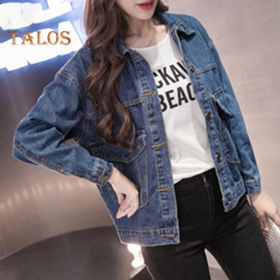 Zimní Dámské Bunda Dlouhé Rukávy Ohrnovací Límec Kapsy na hrudi Zapínání na knoflíky Kabát Jednobarevné Běžné streetwear Denim Coat