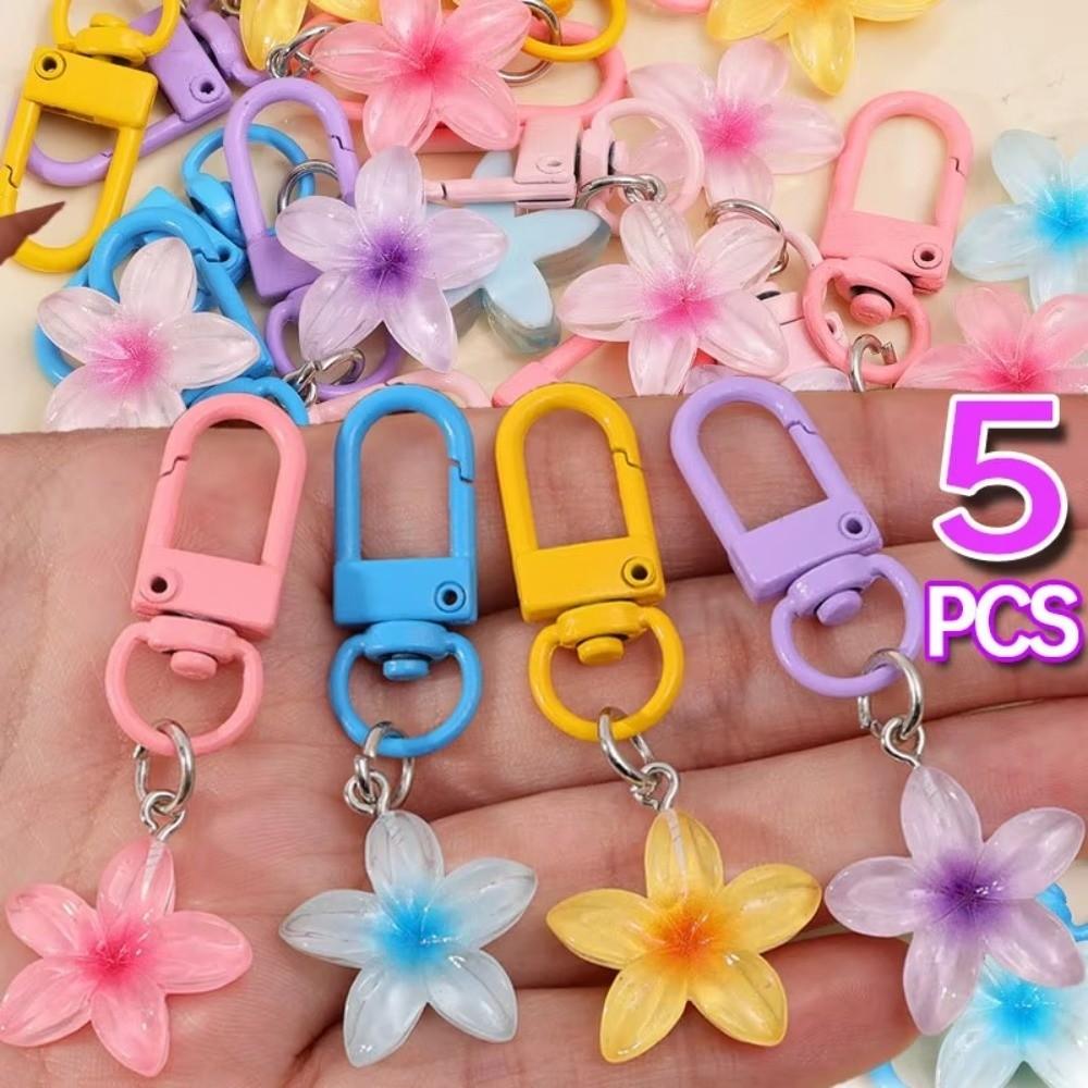 1/5Pcs Sweet Colorful Flower Keychain Hanging Jewelry Earphone Case Pendant Bag Decoration  Student