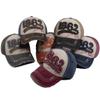Vintage Washed Distressed Baseball Cap Men Embroidered 1962 Color Block Peaked Hat Casual Sun Protection Hat for Women