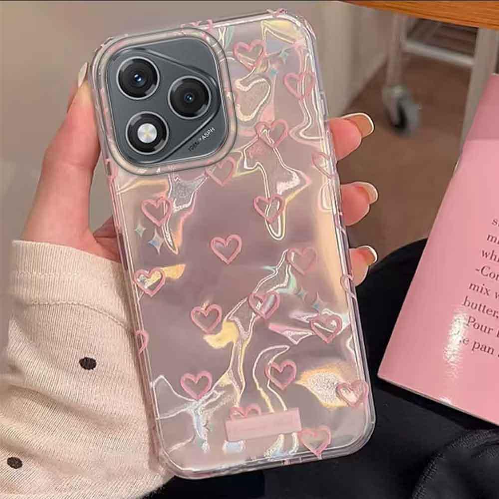 Korean Pink Love Heart Couple Phone Case for Honor 400 Lite 200 Pro 90 Smart X9c X9a X9b X8b X8a X8c X7c X7b X6c X6 Shell Cover